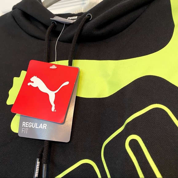 PUMA Mens Big Logo Fleece Hoodie Black Size Small - Picture 4 of 6